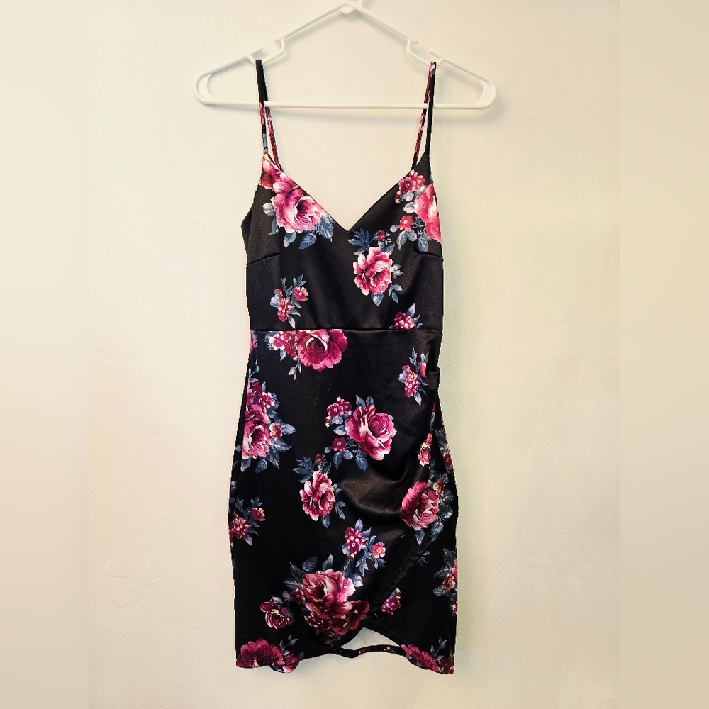 Floral Black and Pink Women's Dress